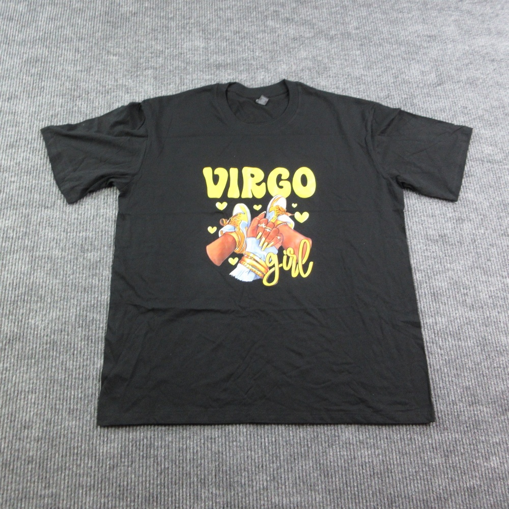 Virgo Girl Shirt Womens 2XL Black 100% Cotton Crew Neck Short-Sleeve Graphic Tee